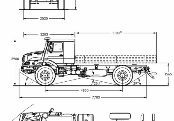 Mercedes-Benz ZETROS truck drawings (figures)